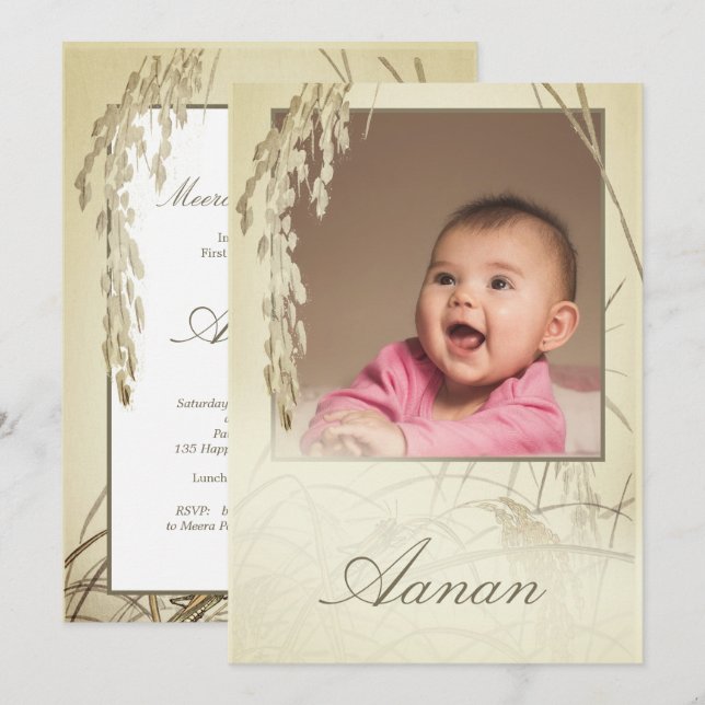 Invitación Primera fábrica de arroz de Ceremonia de arroz fot (Anverso / Reverso)