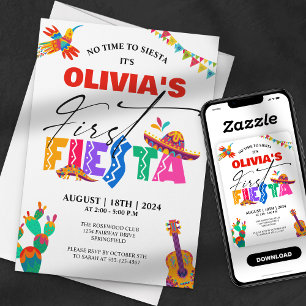Invitación Primera Fiesta - Colorido Cumpleaños Mexicano Núme