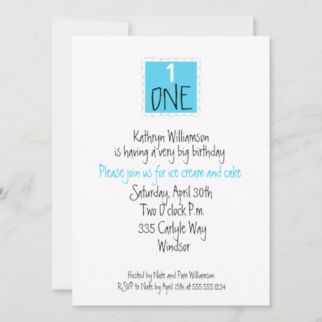 Invitación Primera fiesta de cumpleaños (Anverso)