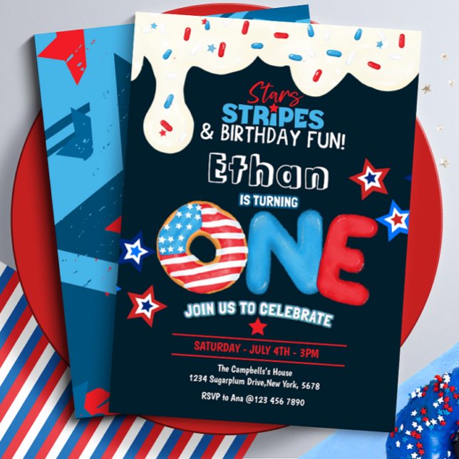 Invitación Primera fiesta de cumpleaños 4 de julio (Subido por el creador)