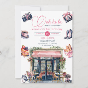 Invitación Primera fiesta de cumpleaños Chica de la pastelerí