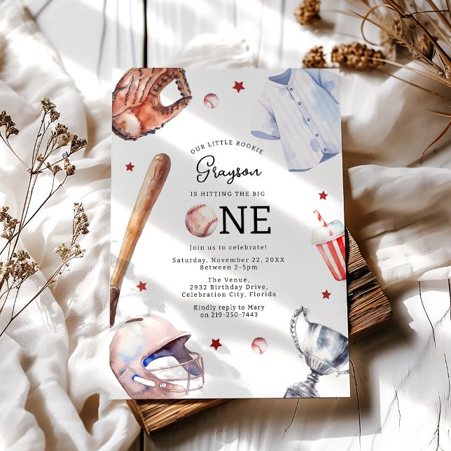 Invitación Primera Fiesta de Cumpleaños de Béisbol para Niños (Subido por el creador)