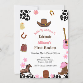 Invitación Primera fiesta de cumpleaños de cowgirl de Rodeo