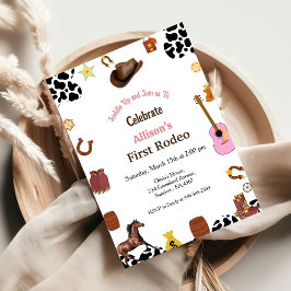 Invitación Primera fiesta de cumpleaños de cowgirl de Rodeo