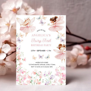 Invitación Primera fiesta de cumpleaños de Fairy First Girls