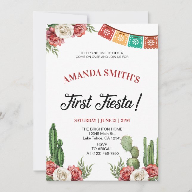 Invitación Primera fiesta de cumpleaños de Fiesta (Anverso)