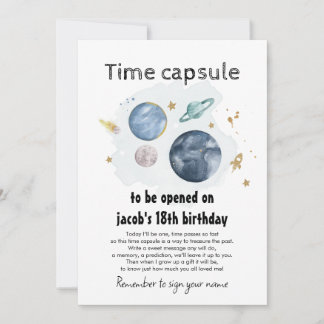Invitación Primera fiesta de cumpleaños de la cápsula de tiem