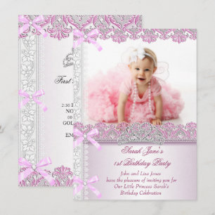 Invitación Primera fiesta de cumpleaños de niñas princesa ros