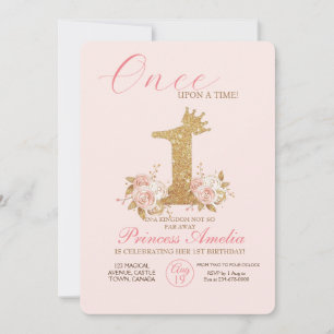 Invitación Primera fiesta de cumpleaños de Princesa de la Cor