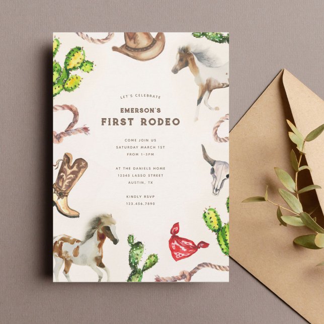 Invitación Primera fiesta de cumpleaños de Rodeo (Subido por el creador)