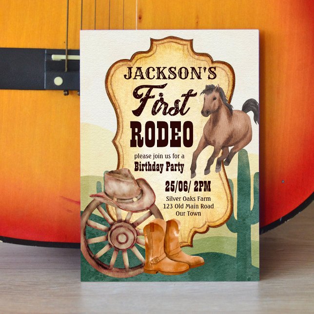 Invitación Primera fiesta de cumpleaños de rodeo cowboy (Subido por el creador)