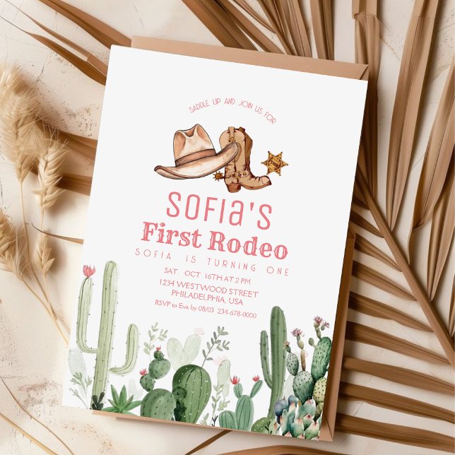 Invitación Primera fiesta de cumpleaños de Rodeo de Cowgirl (Subido por el creador)