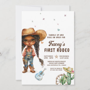 Invitación Primera fiesta de cumpleaños de rodeo de Cowgirl a