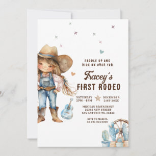 Invitación Primera fiesta de cumpleaños de Rodeo de Western C