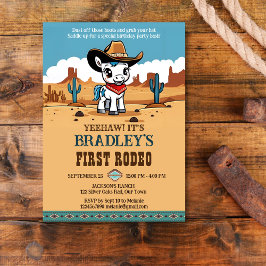 Invitación Primera fiesta de cumpleaños de Rodeo lindo cowboy