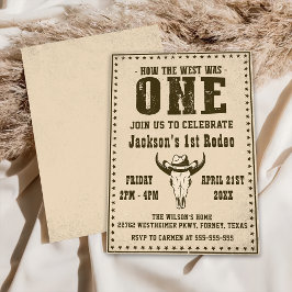Invitación Primera fiesta de cumpleaños de Rodeo Western Cowb