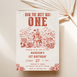 Invitación Primera fiesta de cumpleaños de Rodeo Western Cowb
