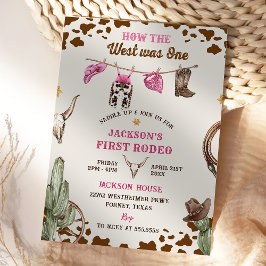 Invitación Primera fiesta de cumpleaños de Rodeo Western Cowb