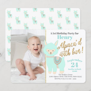 Invitación Primera fiesta de cumpleaños del bebé en la Alpaca