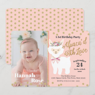 Invitación Primera fiesta de cumpleaños del bebé en la Alpaca