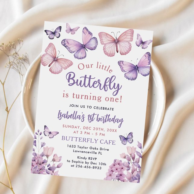 Invitación Primera fiesta de cumpleaños del Chica de mariposa (Subido por el creador)