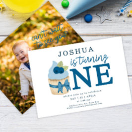 Invitación Primera fiesta de cumpleaños del minimalista Blueb