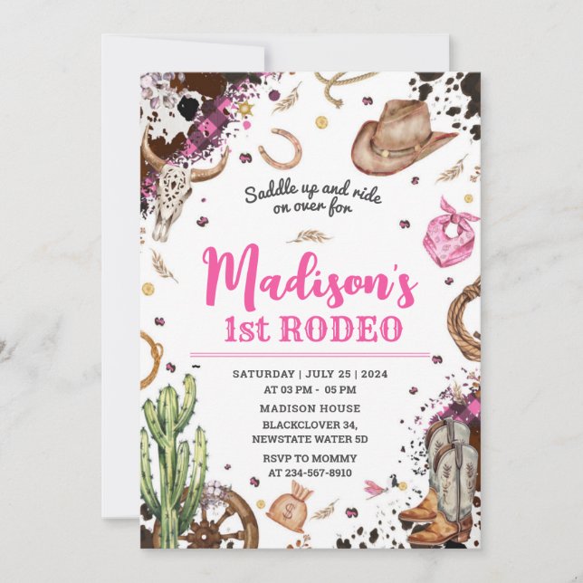 Invitación Primera Fiesta de Vaquera de Rodeo (Anverso)