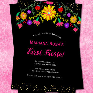 Invitación Primera Fiesta Mexicana de Cumpleaños Floral