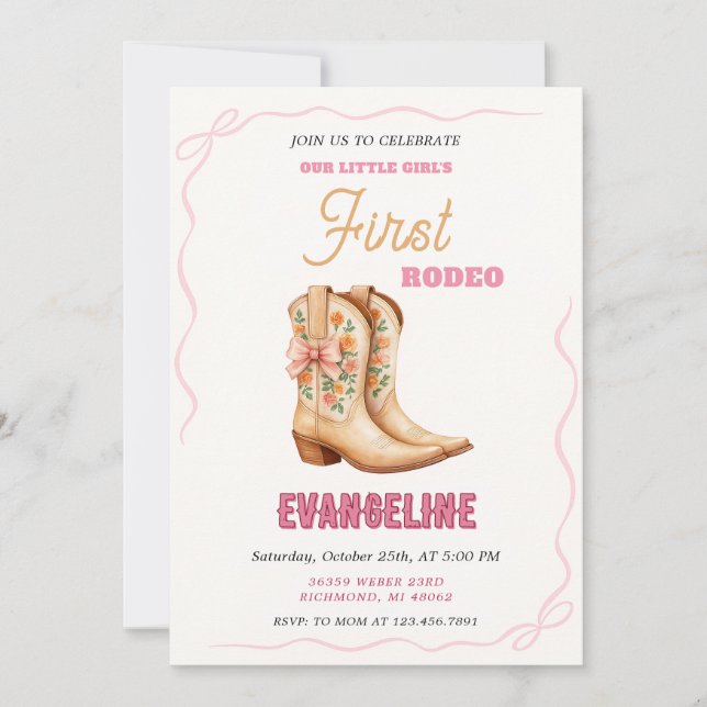 Invitación Primera fiesta personal de cumpleaños de Rodeo Wil (Anverso)