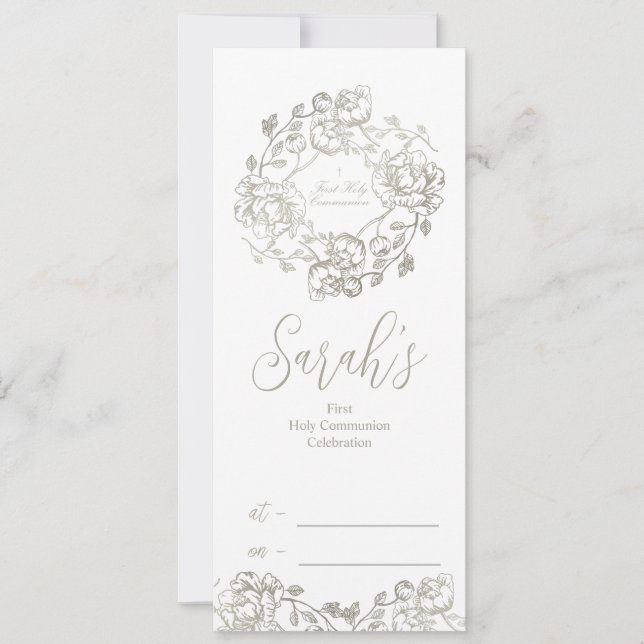 Invitación Primera flor de oro de la comunión sagrada (Anverso)