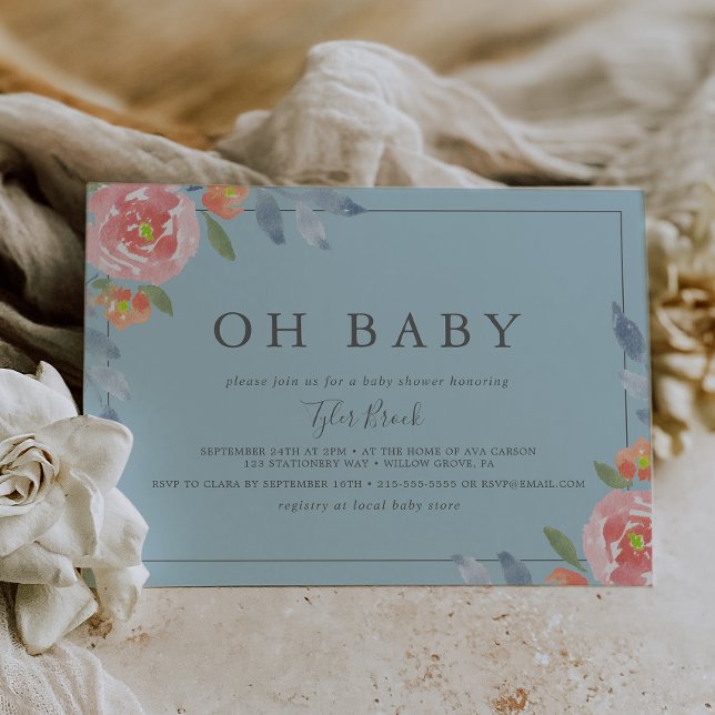 Invitación Primera floración horizontal de baño Oh Baby Baby  (Subido por el creador)