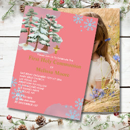 Invitación Primera foto de copo de nieve del bosque de invier