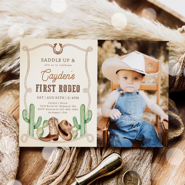 Invitación Primera foto de Rodeo del primer cumpleaños de Cow (Subido por el creador)