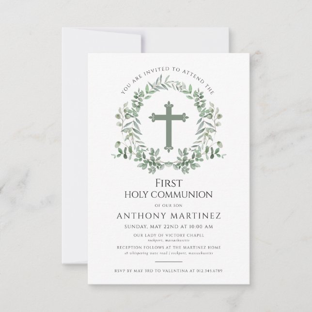 Invitación Primera guirnalda de la Comunión Fotografía Eucaly (Anverso)