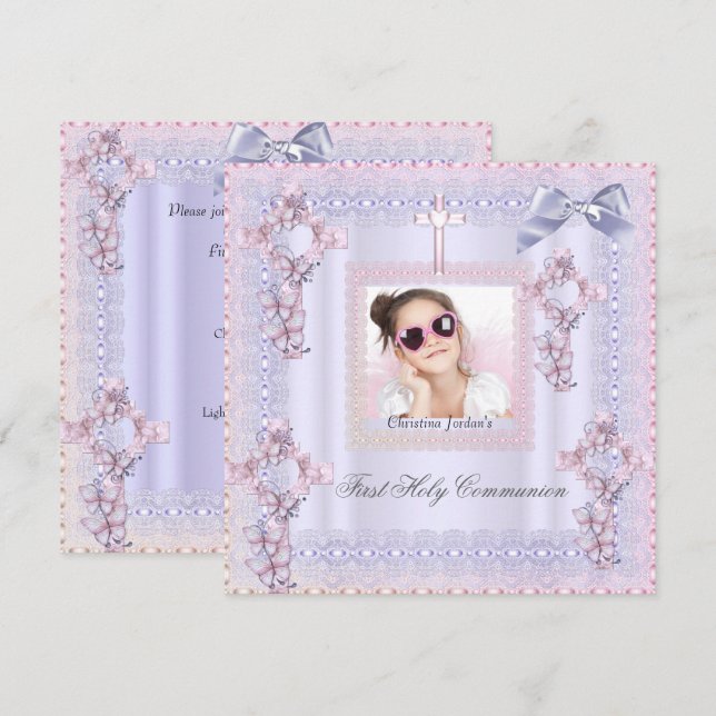 Invitación Primera lavadora de foto Chica cruzada de la comun (Anverso / Reverso)