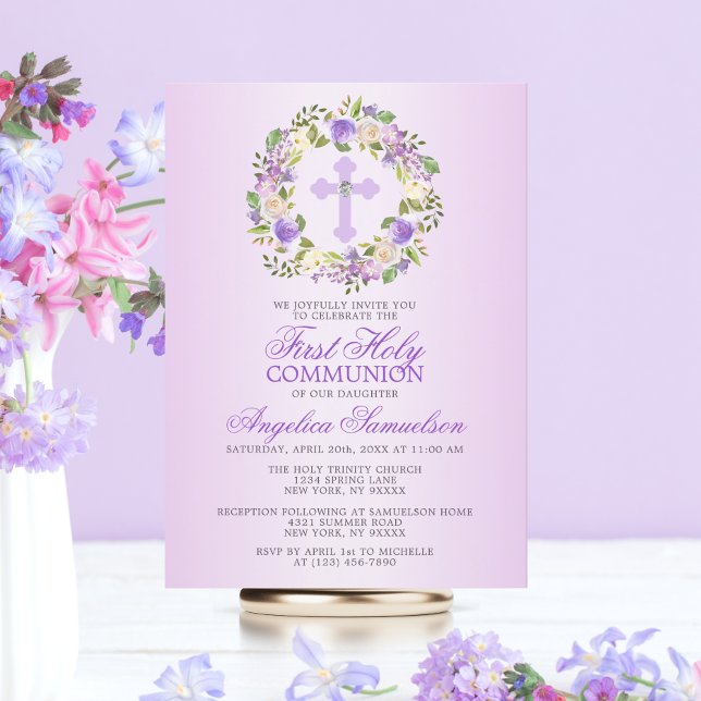 Invitación Primera lavanda morada floral del Chica de la Comu (Subido por el creador)