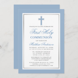 Invitación Primera luz azul y plateada de la comunión sagrada