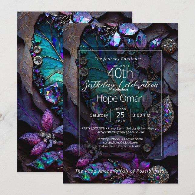 Invitación Primera Luz  | Botánico Joya Abstracto (Anverso / Reverso)