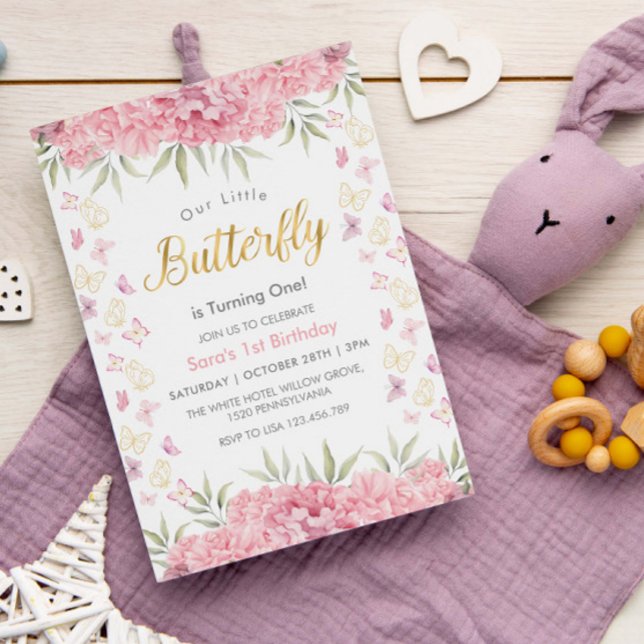 Invitación Primera mariposa acuarela de cumpleaños (Subido por el creador)