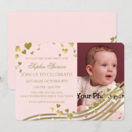 Invitación Primera música de cumpleaños y corazones