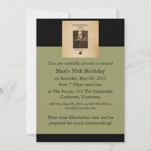 Invitación Primera pieza para el primer tonto de Shakespeare