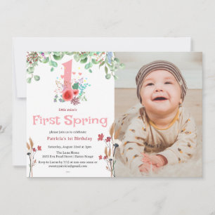 Invitación Primera Primavera Floral Pequeña Miss Maravillosa