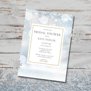 Invitación Primera Primera Ducha de Novia con Copos de Nieve