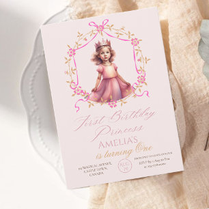 Invitación Primera princesa de cumpleaños Rosa Fiesta de cump
