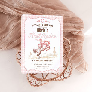 Invitación Primera Rodeo Cumpleaños 1ª Niña Vaquera del Oeste