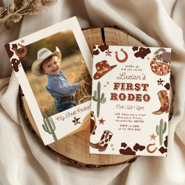 Invitación Primera rodeo cumpleaños 1 Western vaquero foto