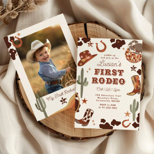 Invitación Primera rodeo cumpleaños 1 Western vaquero foto