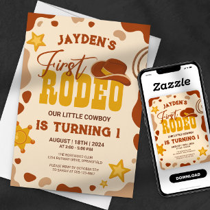 Invitación Primera Rodeo Cumpleaños Pequeño Vaquero