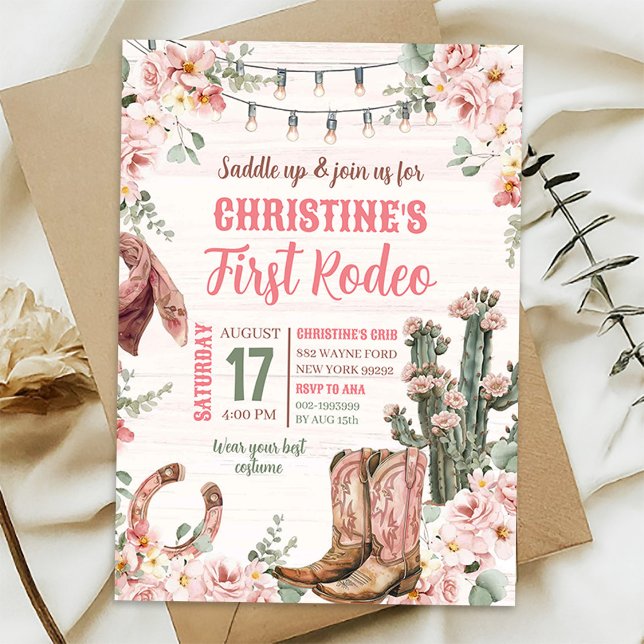 Invitación Primera Rodeo de Vaquera de Cactus Occidental Rúst (Subido por el creador)