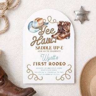 Invitación Primera Rodeo de Vaquero Cumpleaños número 1